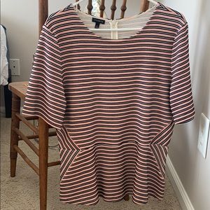 Peach and black tailored blouse